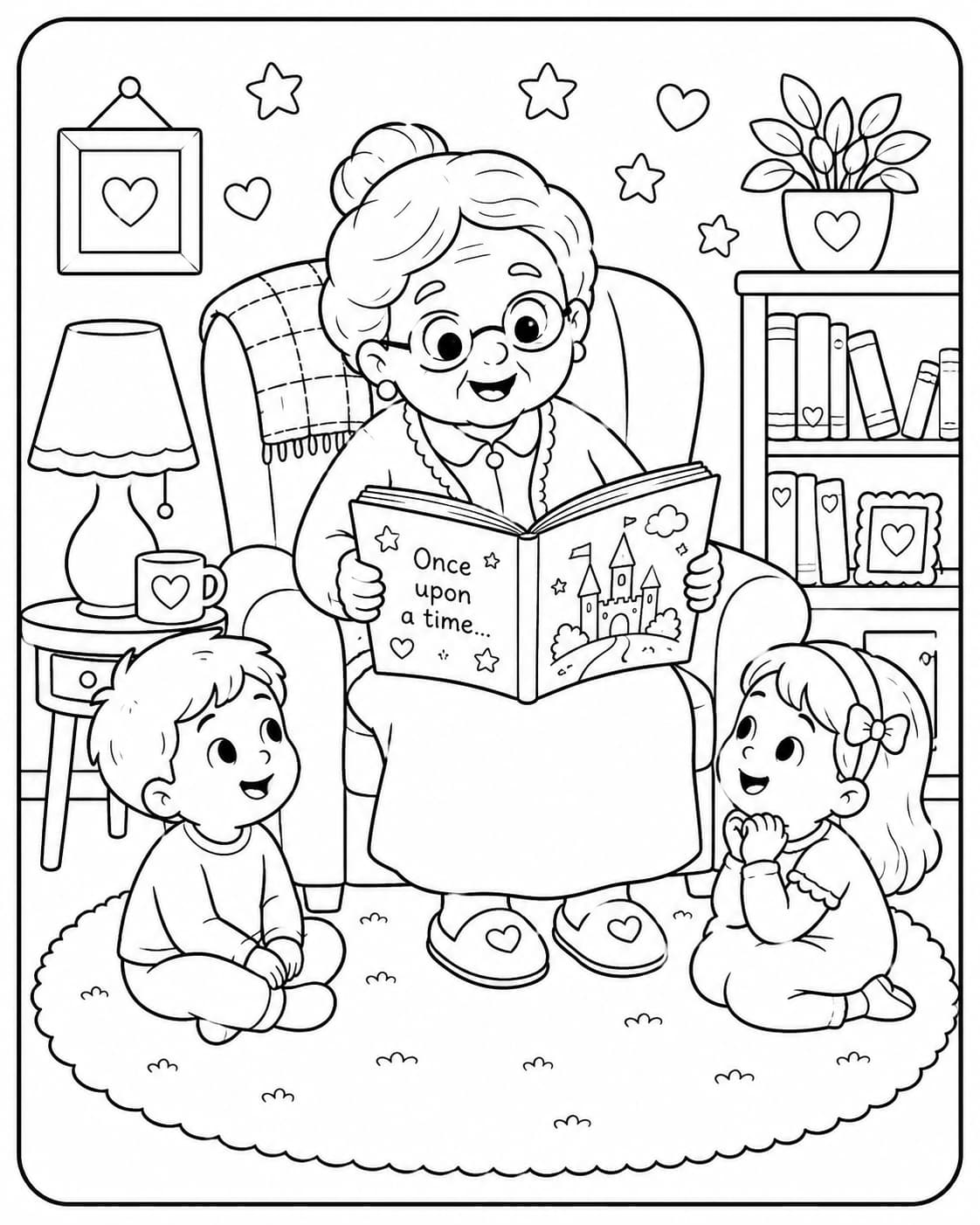 Oma und Opa Motiv 3 als kostenloses Ausmalbild für Kinder
